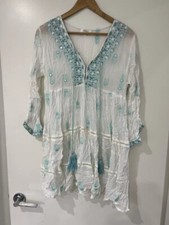Indigo desert Boho Floral Short Festival Tribal Dress Size s