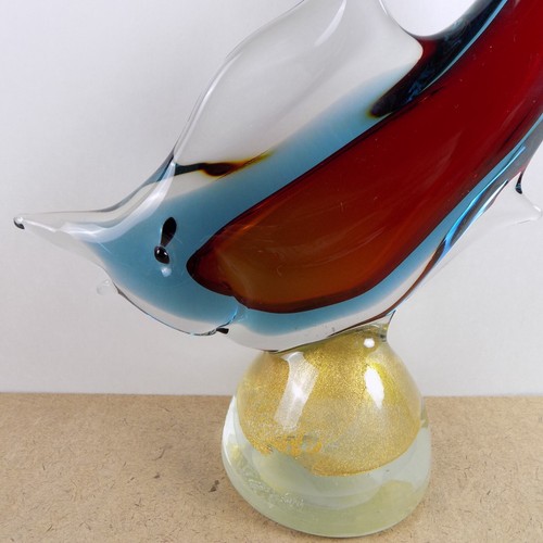 Murano Glas 14,75" Marlin Fisch Skulptur Figur Kunstglas Italien rot blau gold - Bild 9 von 11