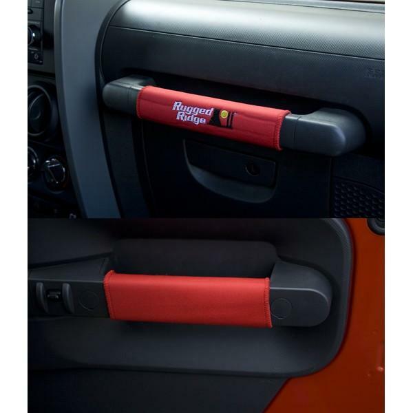 Kit de poignées de maintien haut de gamme en acier et nylon rouge pour Jeep Wrangler JK