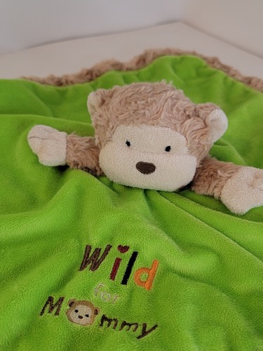 OKIE DOKIE WILD FOR MOMMY MONKEY BABY LOVEY SECURITY BLANKET WITH RATTLE SATIN - Picture 3 of 6