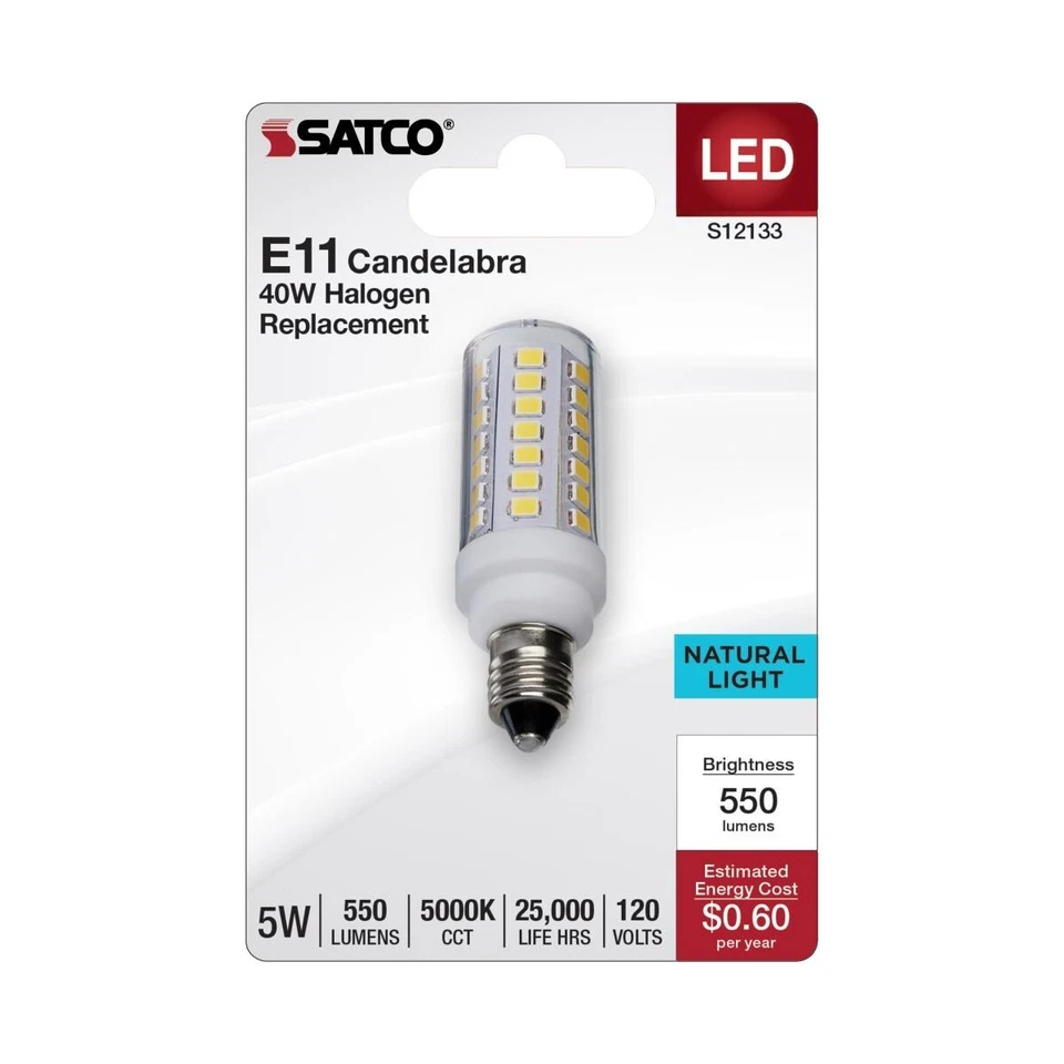 Satco S12133 - 5 Watt Mini LED - Mini Candelabra Base - 5000K (2, 6 or 48 Pack) - Image 2 of 4