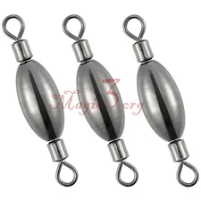 Fishing Brass Sinker Inner Barrel Swivels Weight Black Nickel Line Connector 