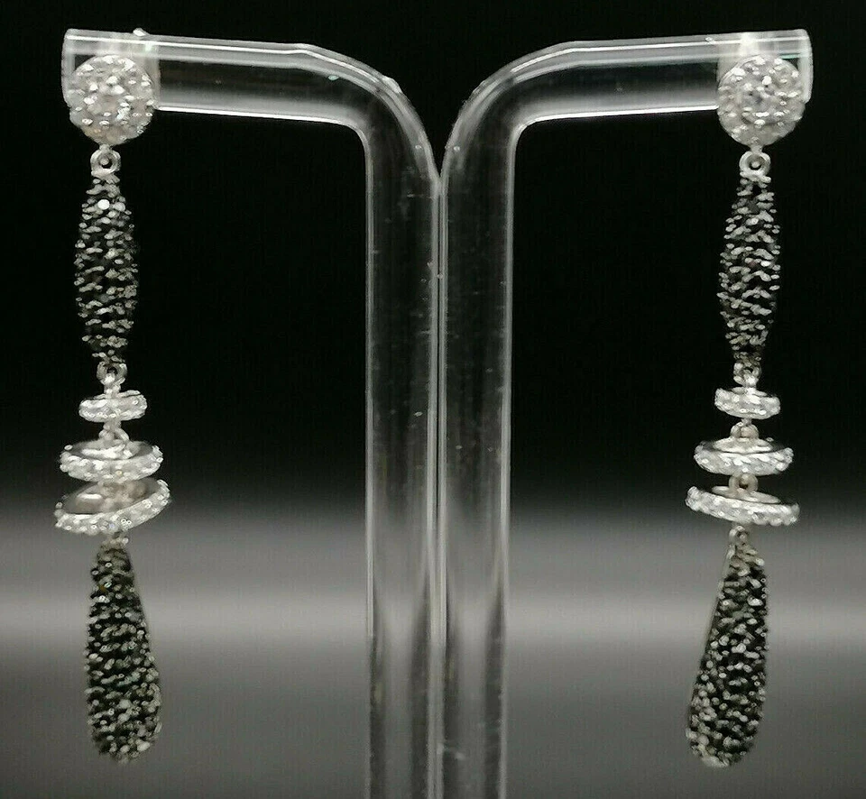 orecchini gioiello da donna pendenti a goccia zirconi argento GIOIELLO ITALIANO - Immagine 2 di 4