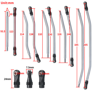 Steering Linkage Set RC Steering Link Rod End Suit for 1/10 Wraith 90048 90053
