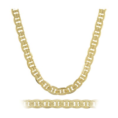14k Gold Plated Frosted Concave Gucci Marina link Chain Necklace