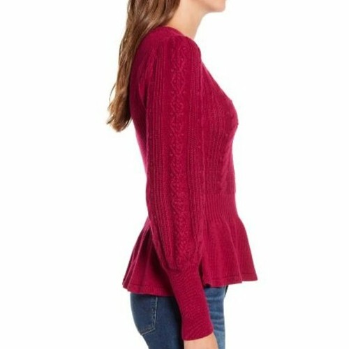 ๐ Rachel Parcell ๐ XXS ๐ Cable Bobble Peplum Sweater NEW AUTH ๐ #A527 - Picture 3 of 7