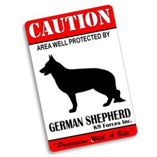 Caution K9 Forces Inc. Various Dog Breed Protection With A Bite 8x12 Metal Sign