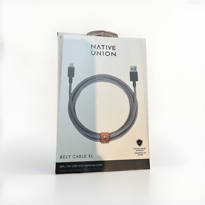Native Union Apple MFi Certified 10 ft Lightning-to-USB-A Charging Cable - Zebra