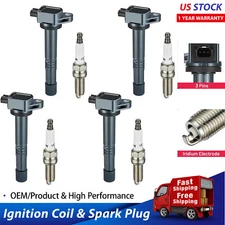 4 Ignition Bobinas Pack UF602 and Spark Plug For 2010-2014 Honda CR-V 2.4L L4