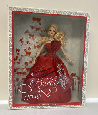 Holiday BARBIE Collector Doll 2012 Red Satin Dress Bow Mattel W3465 NIB |  eBay