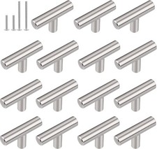 GOBRICO 15 PK. SATIN NICKEL FINISH 2" SINGLE HOLE T-BAR CABINET KNOBS PULLS