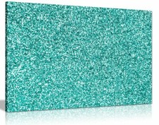 Teal Green Turquise Glitter Sparkle Effect Canvas Wall Art Picture Print