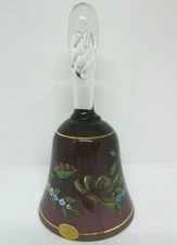 Vintage Czech Bohemian Hand Painted Mulberry DINNER BELL