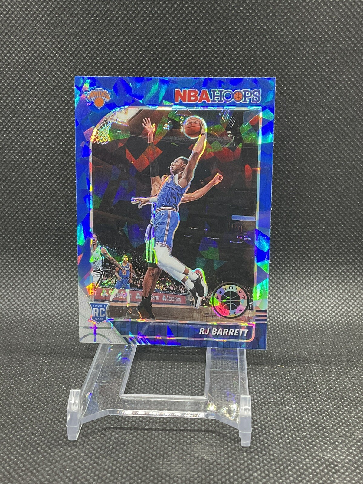 2019-20 Hoops Premium Stock #201 RJ Barrett RC Blue Cracked Ice Prizm Rookie