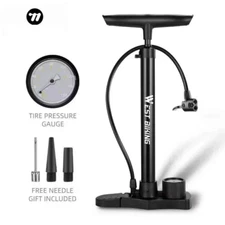 Bike Floor Pump with Gauge Bicycle Portable Pumps 160 Psi Presta&Schrader Valve