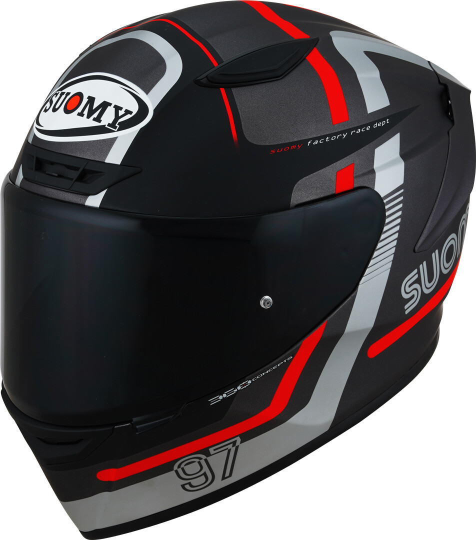 CASCO MOTO HELMET INTEGRALE TOP RACING SUOMY TRACK-1 NINETY BLACK RED MATT  TG L