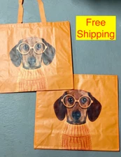 Tj Maxx Dachshund /Sausage Dog Reusable Shopping Large Tote Bag New x 2