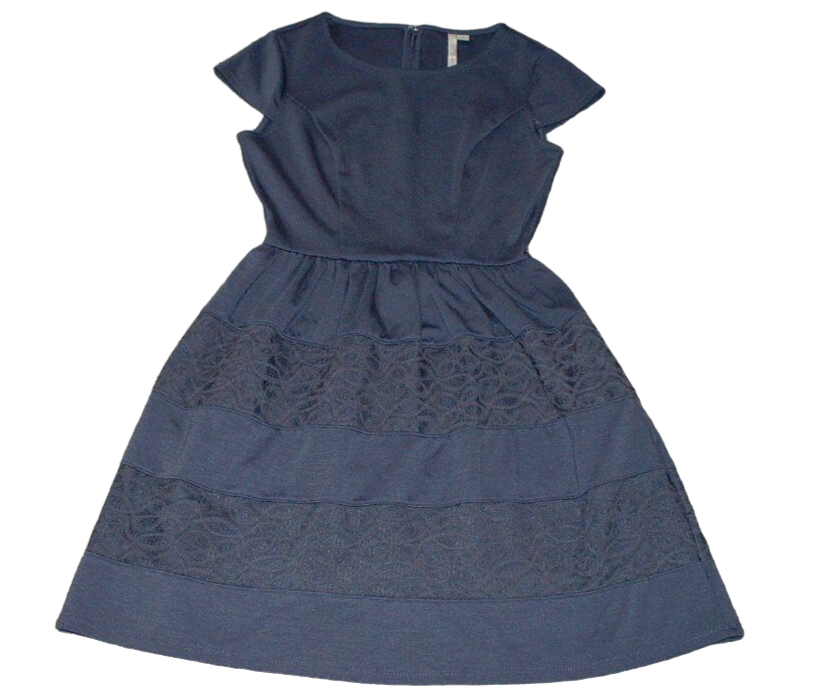 LC Lauren Conrad Blue Lace Dress Stretchy Knit Womens Size 2 Knee Length LC Lauren Conrad Blue Lace Dress Stretchy Knit Womens Size 2 Knee Length