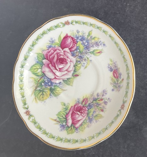 ROYALE GARDENS Bone China Staffs England Floral Rose & Lilac Tea Cup & Saucer - Picture 19 of 23