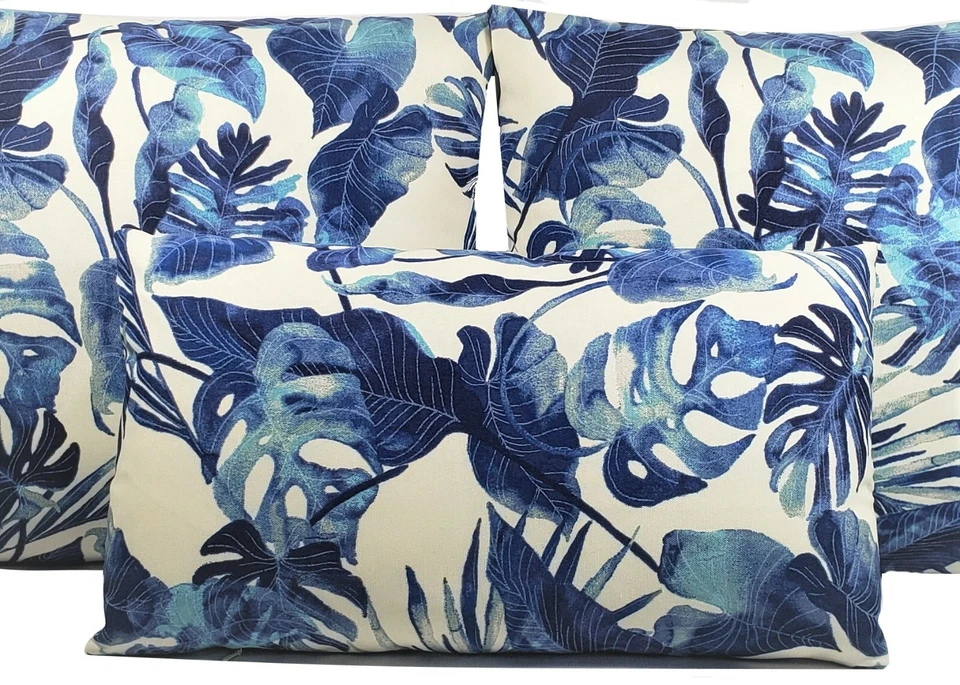 Tommy Bahamas Outdoor Inky Palms 17'' Decorative Throw Pillow Cover in Indigo - Image 4 of 4