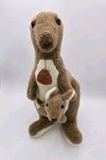 Vintage Dakin Elegante Kangaroo Plush Mom And Baby Joey Lifelike Large 1980s