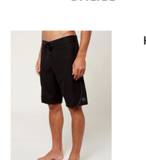 New O'NEILL 30 board shorts HYPERFREAK s-seam solid black 21" below knee