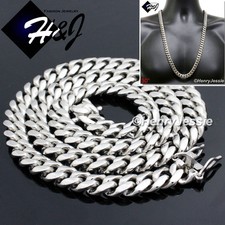 30"MEN Stainless Steel HEAVY 14x6mm Silver Miami Cuban Curb Link Chain Necklace