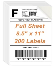 8.5" x 11" Sticker Paper for Inkjet Printer - 200 Sheets Full Sheet Printable...