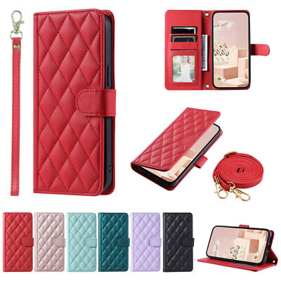 For Huawei P30 P40 P50 P60 Y7A Nova Flip Magnetic Grid Leather Wallet Phone Case