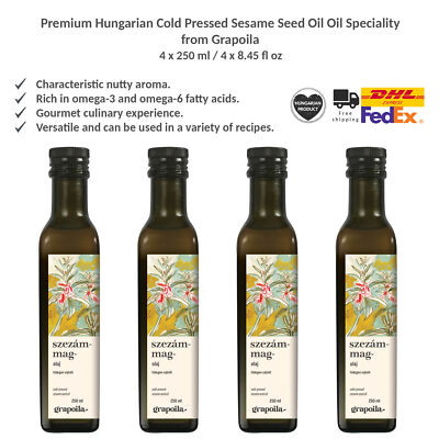 Premium Hungarian Cold Pressed Sesame Seed Oil Speciality from Grapoila, 250mlx4