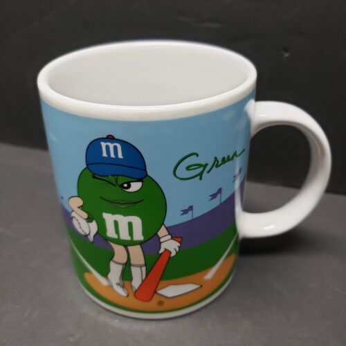 Vintage M&M's Coffee Mug ~ Green & Yellow Sports Themed ~ Galerie 2002