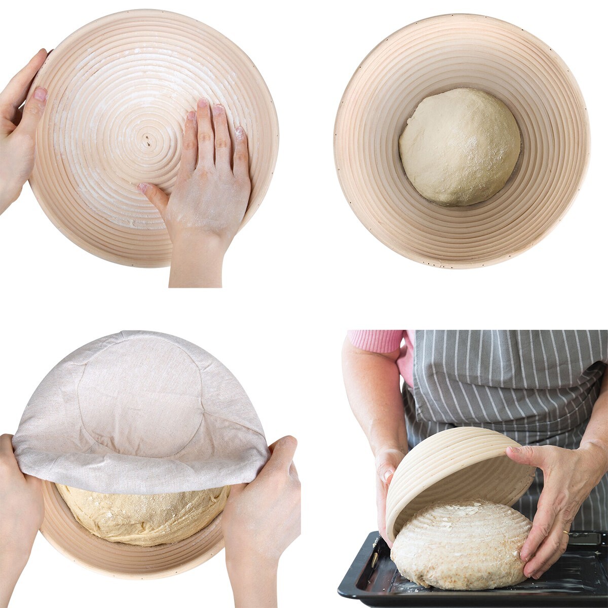 CLTPY Sauerteig Starter Set - 2 Gärkörbchen Oval & Rund Mit Brotbackzubehör