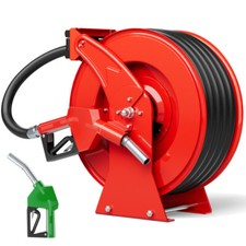 Fuel Hose Reel with Fueling Nozzle, 3/4" x 50FT Retractable Diesel Hose Reels