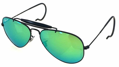 Ray ban 3030 58 Outdoorsman Black Green Mirror Polarized Lenses Remix | eBay