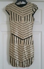 Fashion Nova Gold Sequin Bodycon Mini Dress Sz Small