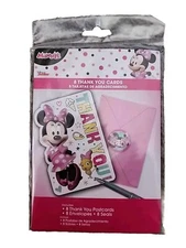 Disney Minnie Mouse Thank You Cards Set Of 8 With Pink Envelopes And Seals