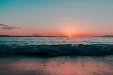 Landscape waves sunset sea depth of field Custom Gaming Mat Desk