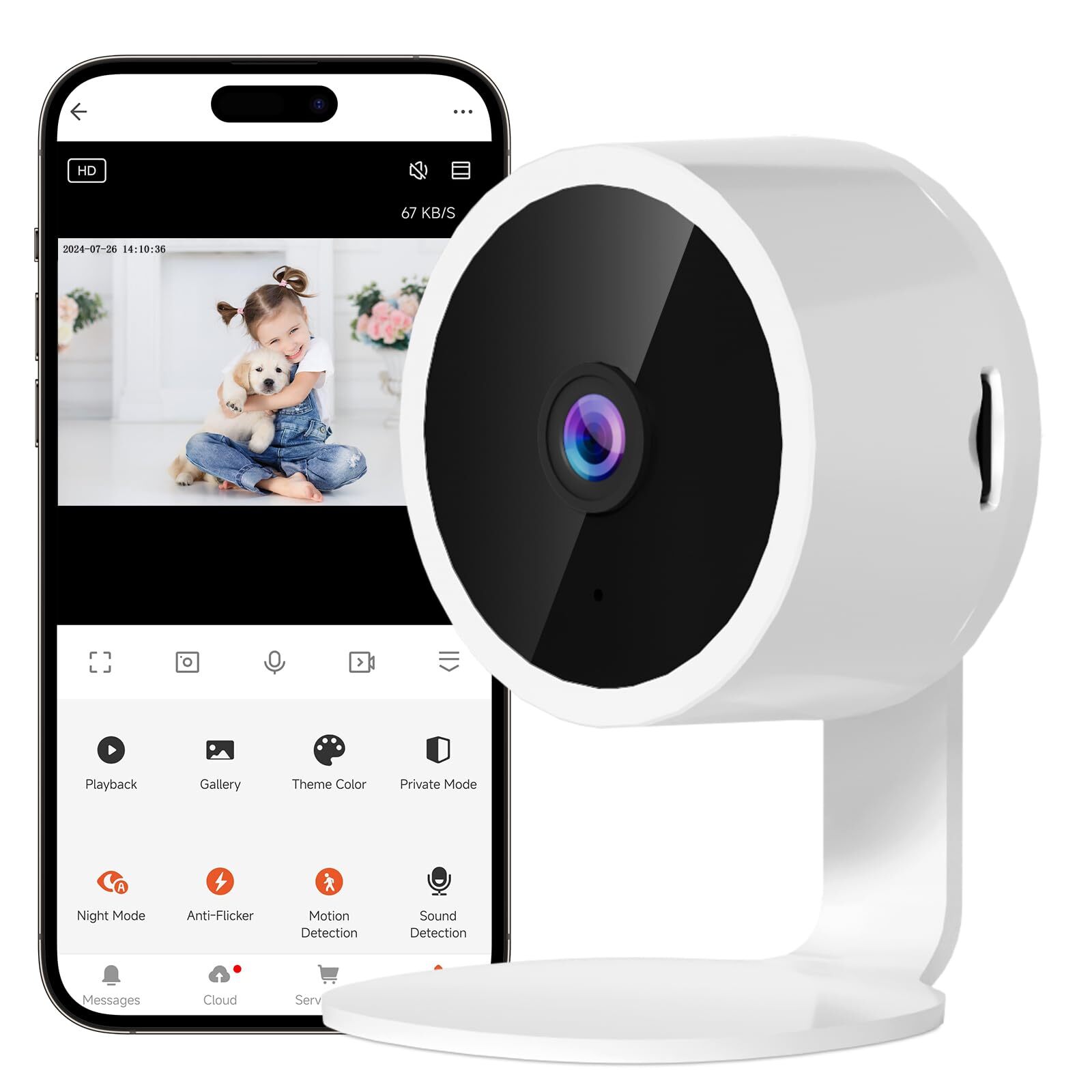 2K HDIndoor Security Camera:Pet/Baby, Night Vision,2-Way Audio, Motion Detection-image