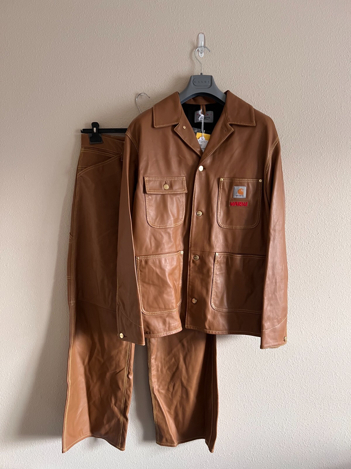 Marni Carhartt WIP Leather Chore Jacket and Single Knee Pants - NEW