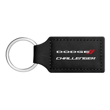 Dodge Challenger Rectangular Black Leather Key Chain Key-Ring