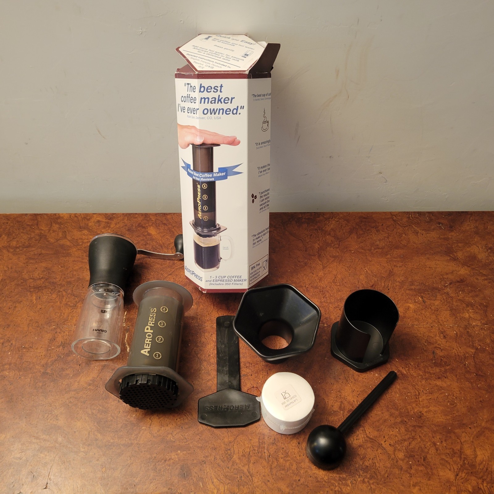 Original Coffee Press And Hario Grinder