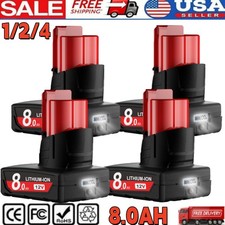 For Milwaukee For M12 8000mAh Lithium Cordless LCD Battery 12V 48-11-2420
