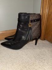 Michael Kors Women  s Brown Leather Stiletto Booties- Size 10