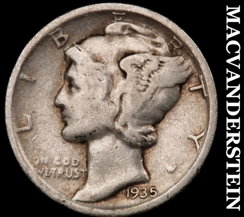 1935-D Mercury Dime- Silver- Scarce Better Date No Reserve #J4733