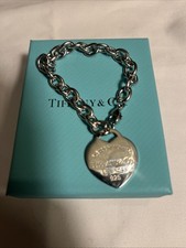 TIFFANY & CO STAINLESS STEEL HEART TAG BRACELET SMALL SIZE & MISSING A LINK BOX