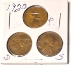 1920 P, D, S Lincoln Wheat Cent, Penny, Fine
