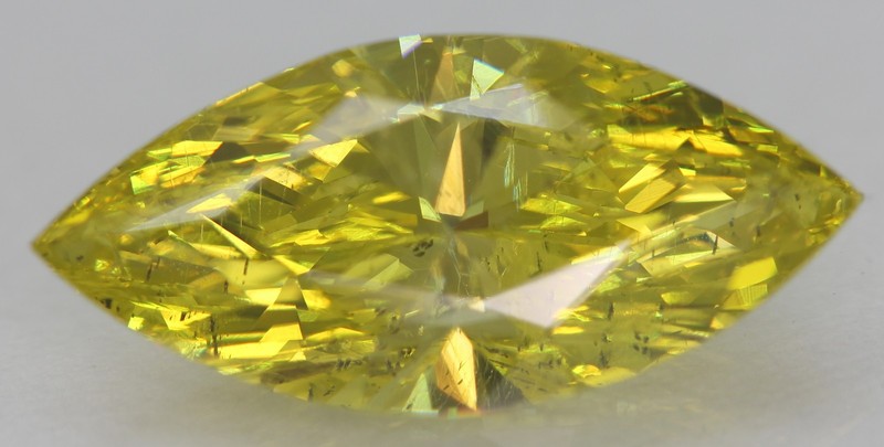 Cert 2.55 Carat Canary Yellow VS1 Marquise Natural Enhanced Diamond 14.79x6.82mm