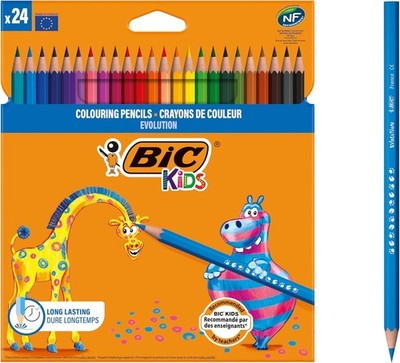 BIC Kids Buntstifte Ecolutions Evolution 24 Farben Bruchsicher 5J Etui