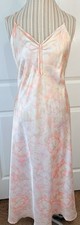 Vintage HALSTON III Long Pink Floral Satin Nightgown USA Size Large