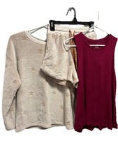 Pajama Set Long Sleeve  Shorts  Red Sleep Tank Ladies Size Small